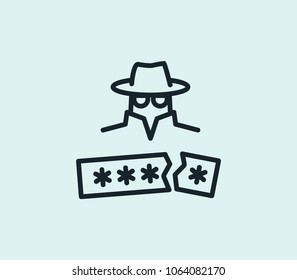 Password hacking icon line isolated on clean background. Password hacking icon concept drawing icon line in modern style. Vector illustration for your web site mobile logo app UI design.