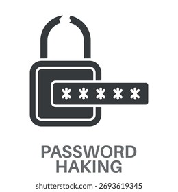 Passwort-Hacking Einfacher Stil Glyphe Design Vektor