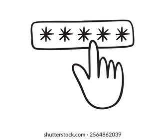 Password with hand doodle isolates sign. Hand Drawn outline doodle Security, user authorization, safety access concept. Vector illustration