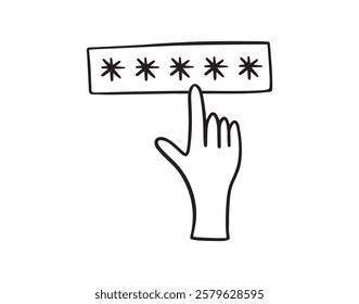 Password with hand doodle isolates sign. Hand Drawn outline doodle Security, user authorization, safety access concept. Vector illustration