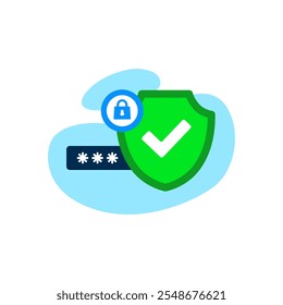 Password has been successfully secured. Privacy safe concept design. Graphic elements for user interface pages, infographics, icons,etc