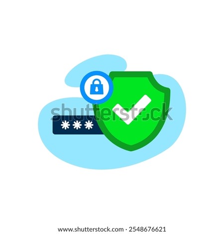 Password has been successfully secured. Privacy safe concept design. Graphic elements for user interface pages, infographics, icons,etc