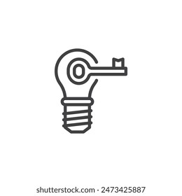 Password Hint line icon. linear style sign for mobile concept and web design. Lightbulb with a key outline vector icon. Symbol, logo illustration. Vector graphics