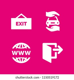 password icon. 4 password set with logout, protection and domain registration vector icons for web and mobile app