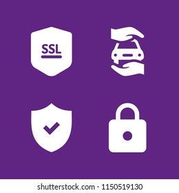 password icon. 4 password set with ssl, https, security on and protection vector icons for web and mobile app