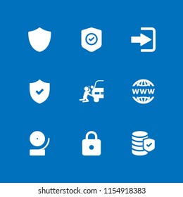 password icon. 9 password set with domain registration, https, alarm and shield vector icons for web and mobile app