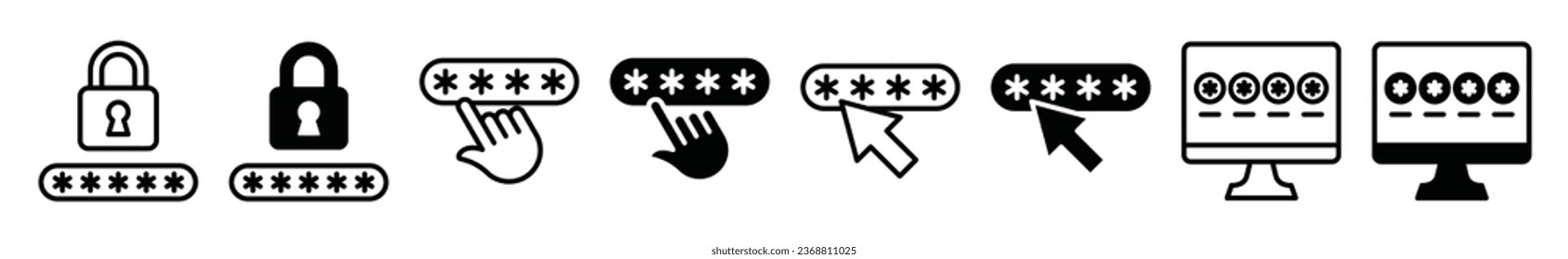 Password icon. Access code thin line icons. Internet privacy data protection. Protect personal information. Security digital information. Data management technology security. Vector illustration