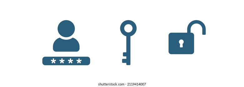 Password icon. Account protection, security key, danger warning, wrong password. Design element. Vector