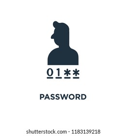 Password icon. Black filled vector illustration. Password symbol on white background. Can be used in web and mobile.
