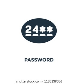 Password icon. Black filled vector illustration. Password symbol on white background. Can be used in web and mobile.