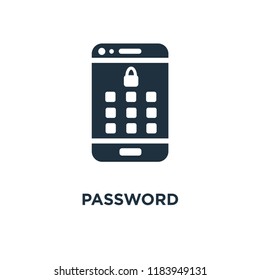 Password icon. Black filled vector illustration. Password symbol on white background. Can be used in web and mobile.