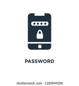 Password icon. Black filled vector illustration. Password symbol on white background. Can be used in web and mobile.