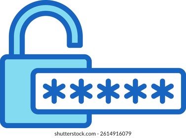 Password Icon Blue Vector Illustration