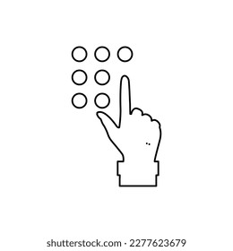 password icon, buttons, hand, vector illustration