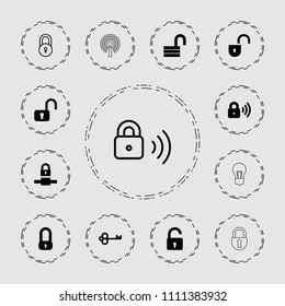 Password icon. collection of 13 password filled and outline icons such as opened lock, key, lock. editable password icons for web and mobile.