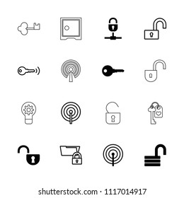 Password icon. collection of 16 password filled and outline icons such as opened lock, lock, key, folder protection, open lock. editable password icons for web and mobile.