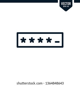 Password icon collection in outlined or line art style, editable stroke vector