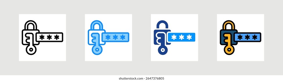 Password Icon Collection Set Multiple Style