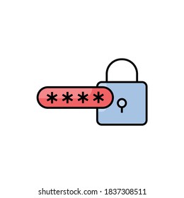 password icon design color outline style