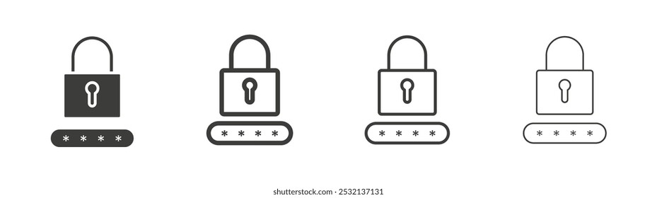 Password icon in fill and three stroke sizes