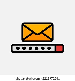 Icono de contraseña en el estilo de línea rellenada sobre el correo electrónico, uso para presentación de aplicaciones móviles del sitio web