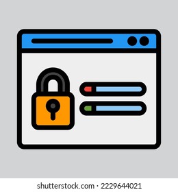 Passwortsymbol im vollen Zeilenstil über den Browser, verwenden Sie für die mobile App-Präsentation auf der Website