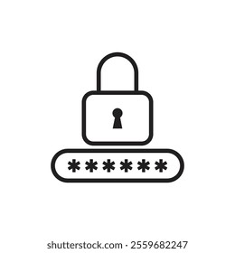 Password icon Flat art in black and white isolated