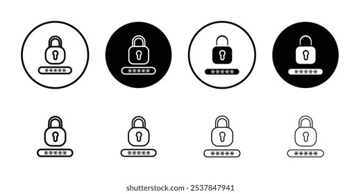 Password icon Flat simple outline set