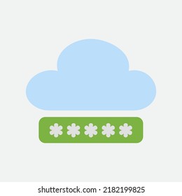 Passwortsymbol im flachen Stil über Cloud-Computing, Verwendung für Website-Mobile-App-Präsentation