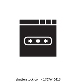 password icon glyph vector illustration black style. isolated on white background