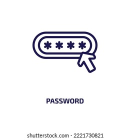 Passwortsymbol aus der Internet-Sicherheitssammlung. Dünne lineare Passwörter, Internet, einfache Umrisssymbol einzeln auf weißem Hintergrund. Zeilenvektorkennwort-Zeichen, Symbol für Web und Mobile