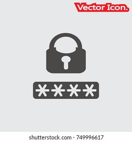 Password icon isolated sign symbol and flat style for app, web and digital design. Vector illustration.