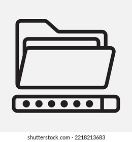Password icon in line style about folders, use for website mobile app presentation