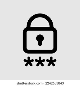 Icono de contraseña en estilo de línea sobre la interfaz de usuario, uso para presentación de aplicaciones móviles del sitio web