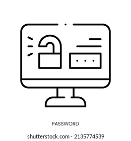 icono de contraseña. Signo de estilo lineal aislado en fondo blanco. Ilustración vectorial.