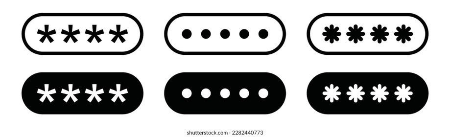 Passwortsymbol. Passworteintragungssymbol, Vektorgrafik