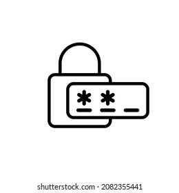 Password icon. Login icon. Vector illustration. Pincode flat icon. Cyber security black icon.