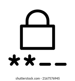 Passwortsymbol oder Logo einzeln auf Zeichen, Vektorgrafik - hochwertige Vektorsymbole mit schwarzem Hintergrund
