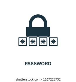 Password icon. Monochrome style design from internet security collection. UI. Pixel perfect simple pictogram password icon. Web design, apps, software, print usage.