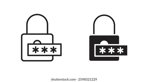 Password icon outlined icon vector collection.