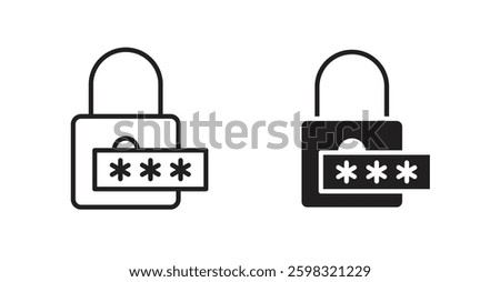 Password icon outlined icon vector collection.