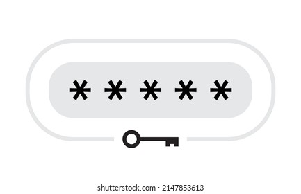 Icono de contraseña Protección de seguridad Icono Diseño Ilustración negra Vector