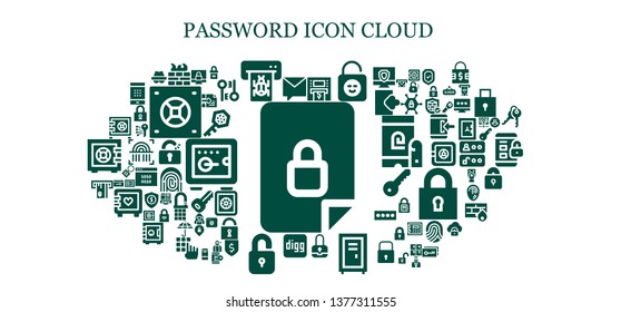 password icon set. 93 filled password icons.  Collection Of - Locked, Private message, Firewall, Atm, Lock, Padlock, Locker, Digg, Unlock, Safebox, Hacker, Key, Encryption, Fingerprint