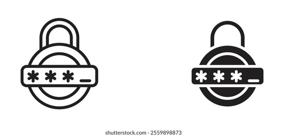 Password Icon set in black color for ui designs