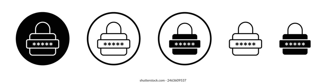 Conjunto de iconos de Contraseña. Colección de símbolo de Vector de código de acceso a Inicio de sesión y ciberseguridad.