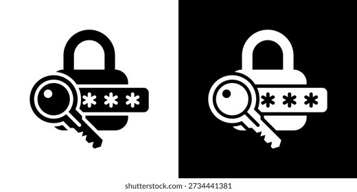 Conjunto de iconos de Contraseña Colección de Vector aislada en blanco y negro