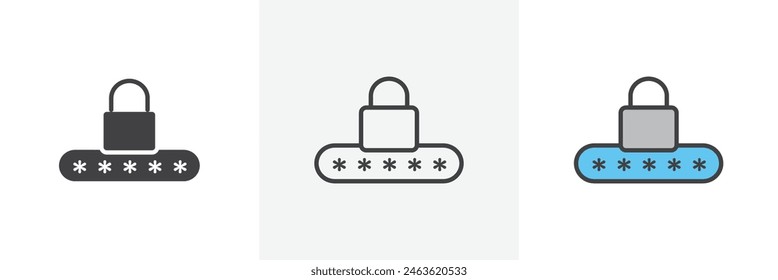 Password Icon Set. Vector Icons for Login and Security Codes.