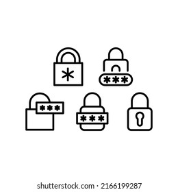 Icono de contraseña Juego de símbolos de vector Ilustración de diseño