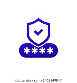 password icon with shield, vector