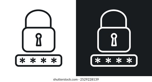 Icono de Contraseña en color negro de línea delgada. ilustración de símbolos de Vector simple plano.